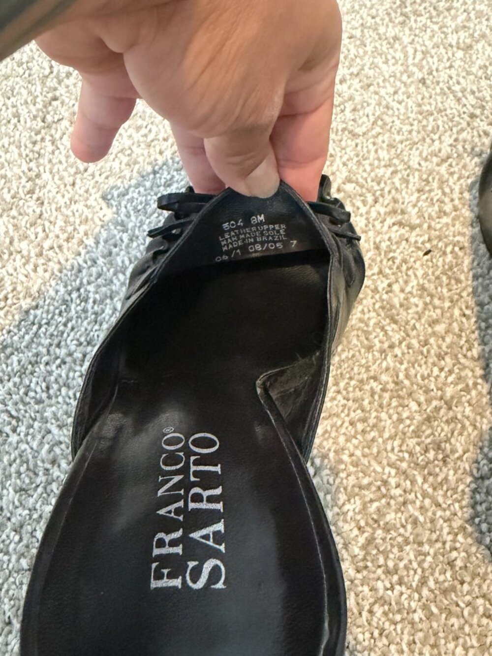 Franco Sarto Black Leather Mule Heels Slip On Kitten Heel Loafers Size 8 - Picture 6 of 8